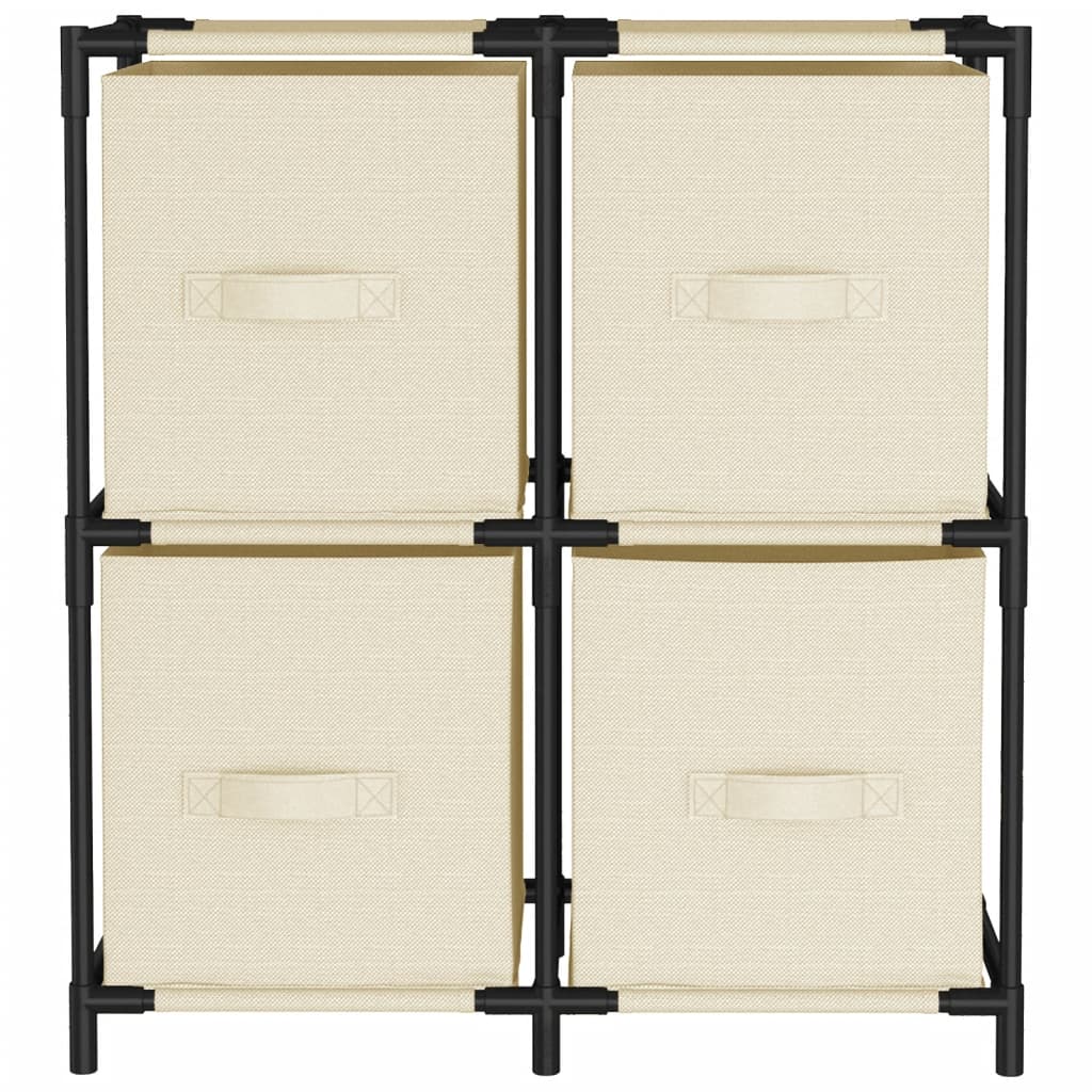 Storage Cabinet with 4 Fabric Baskets Cream 63x30x71 cm Steel